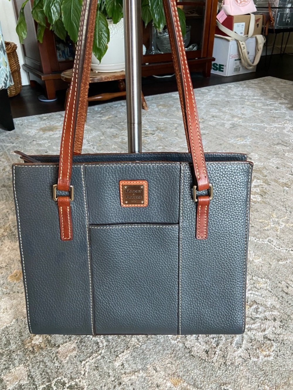Dooney & Bourke Lexington Shopper Slate Pebbled Leather